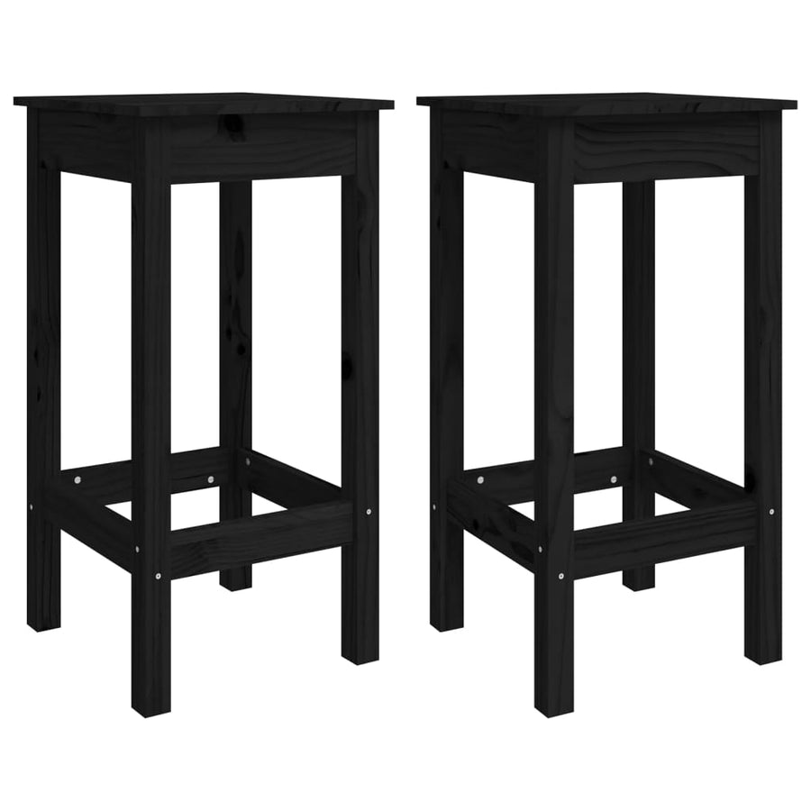 Barstoelen 40X40X78 Cm Massief Grenenhout Zwart zonder rugleuning