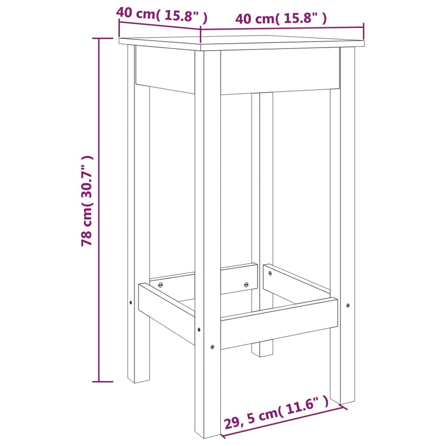 Barstoelen 40X40X78 Cm Massief Grenenhout Zwart zonder rugleuning