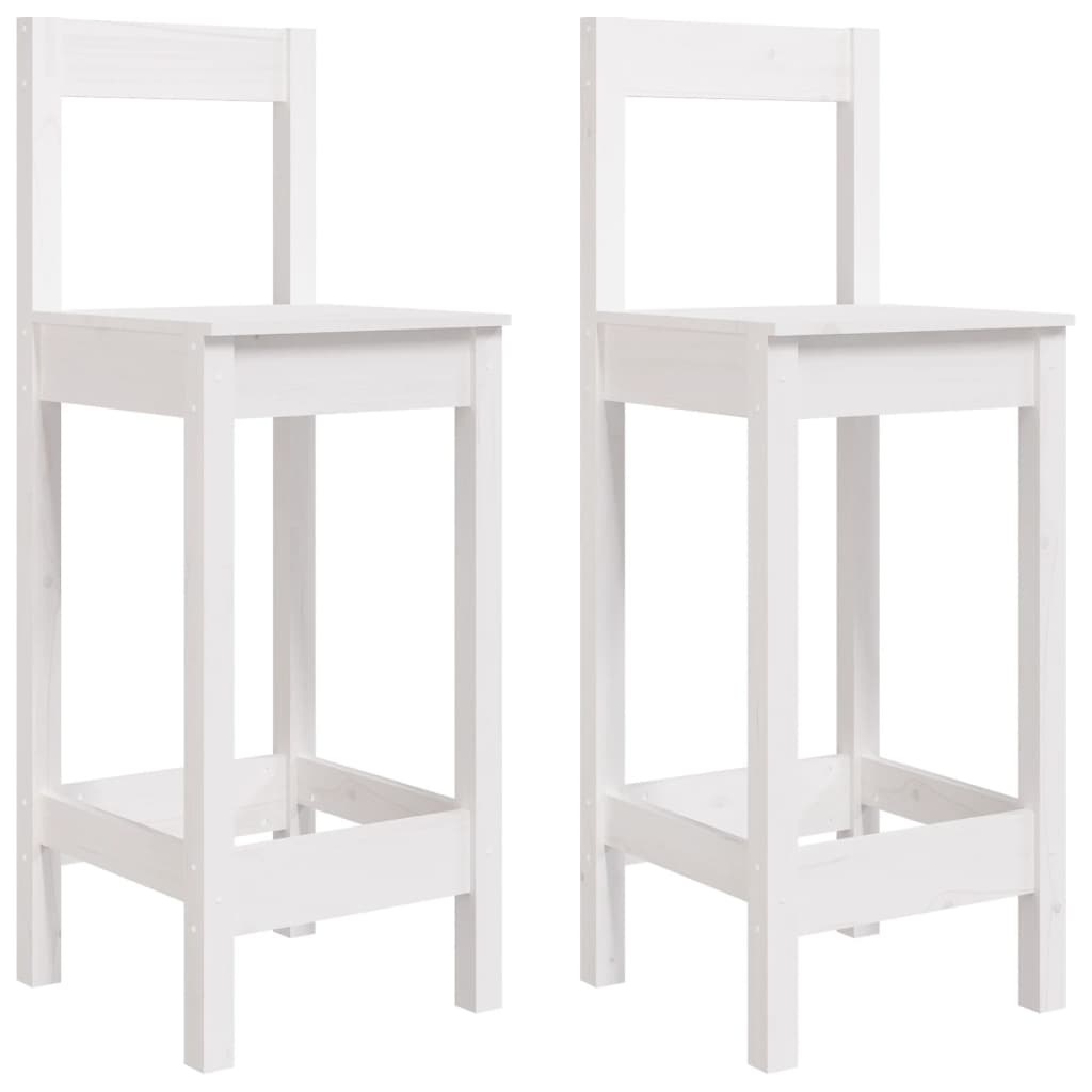 Barstoelen 2 St 40X41,5X112 Cm Massief Grenenhout Wit 40 x 41.5 x 112 cm