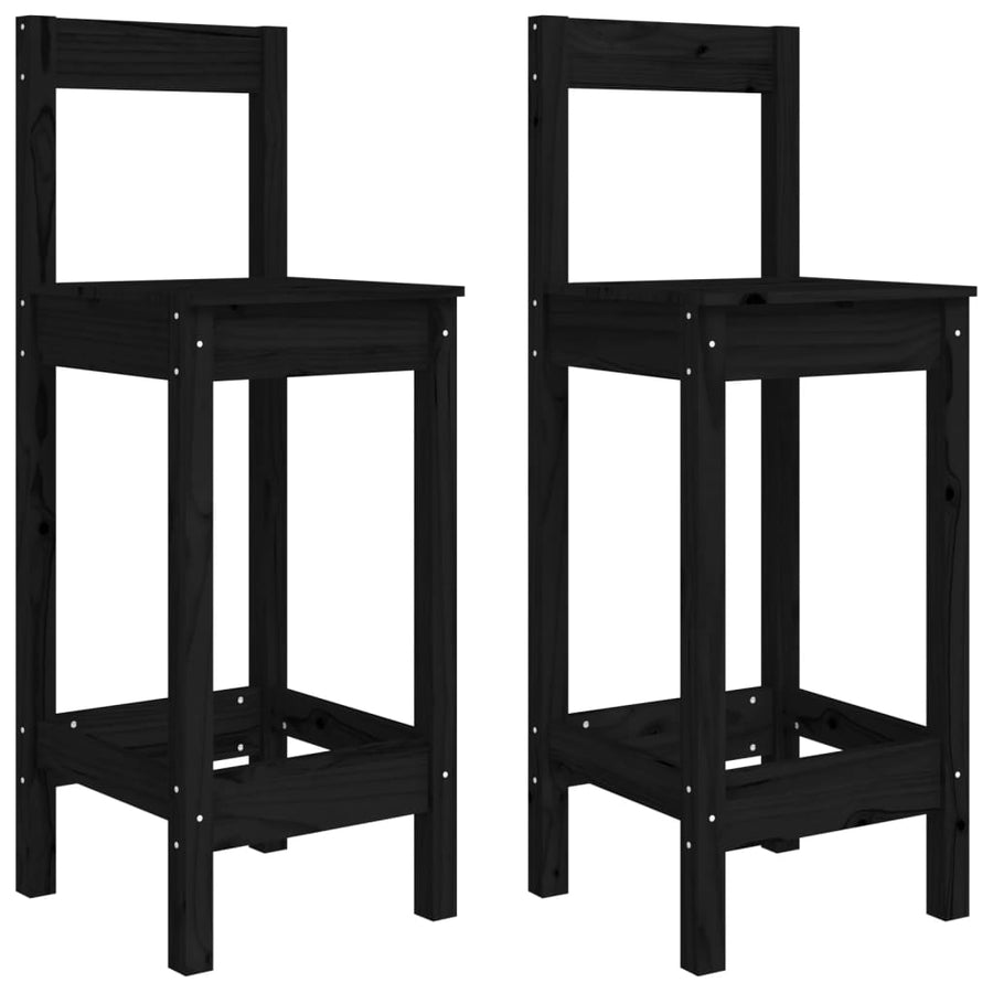 Barstoelen 40X41,5X11 Cm Massief Grenenhout Zwart met rugleuning