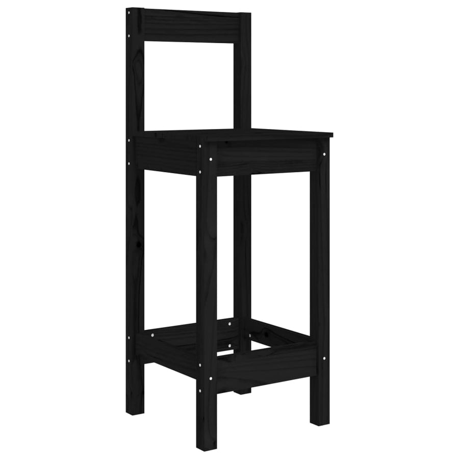 Barstoelen 40X41,5X11 Cm Massief Grenenhout Zwart met rugleuning