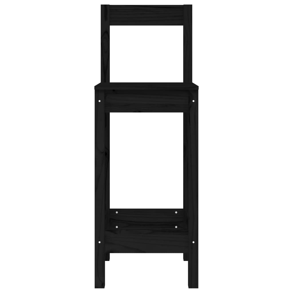 Barstoelen 40X41,5X11 Cm Massief Grenenhout Zwart met rugleuning