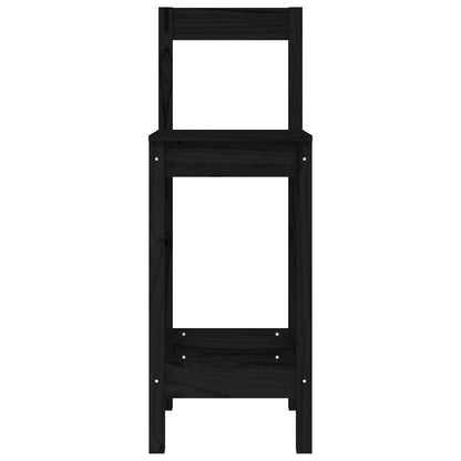 Barstoelen 40X41,5X11 Cm Massief Grenenhout Zwart met rugleuning