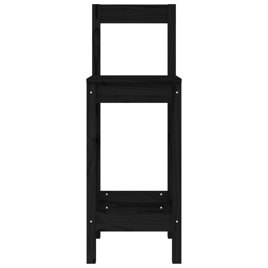 Barstoelen 40X41,5X11 Cm Massief Grenenhout Zwart met rugleuning