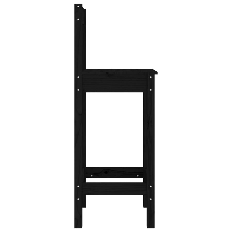 Barstoelen 40X41,5X11 Cm Massief Grenenhout Zwart met rugleuning
