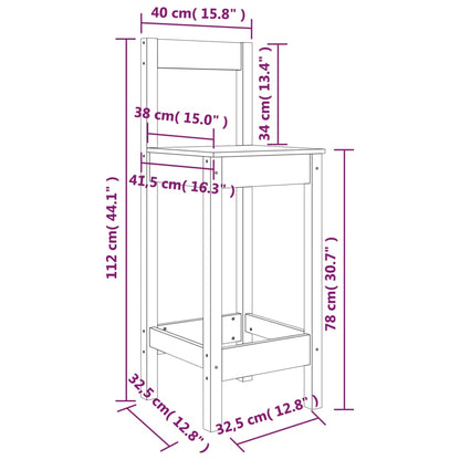 Barstoelen 40X41,5X11 Cm Massief Grenenhout Zwart met rugleuning