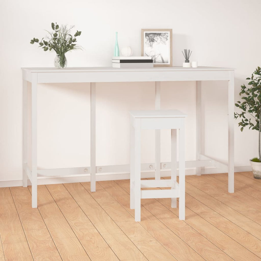 Bartafel 180X80X110 Cm Massief Grenenhout Wit