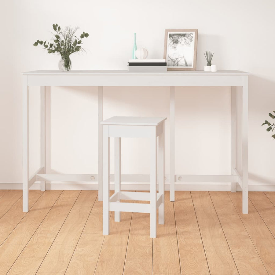 Bartafel 180X80X110 Cm Massief Grenenhout Wit