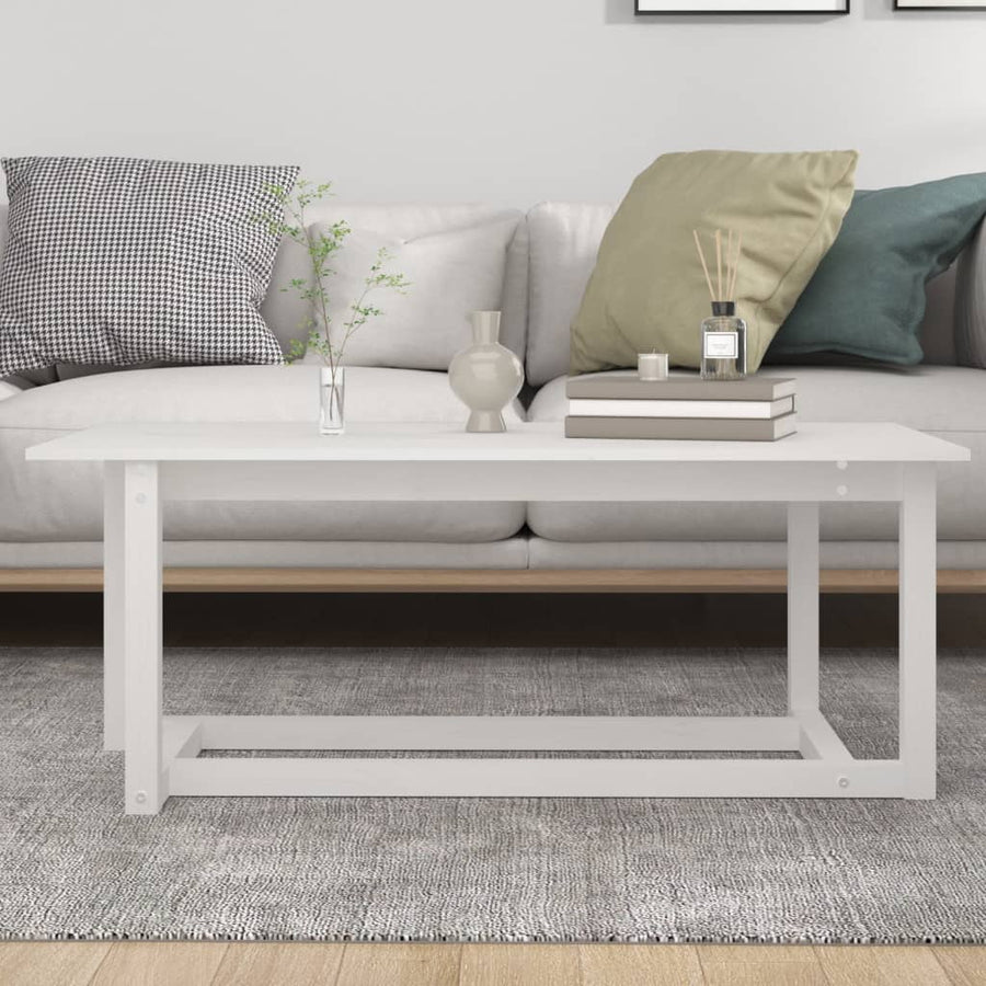 Salontafel 110X55X45 Cm Massief Grenenhout Wit