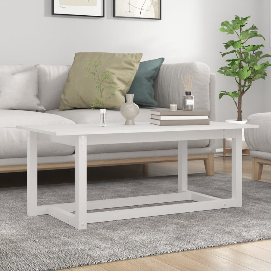 Salontafel 110X55X45 Cm Massief Grenenhout Wit