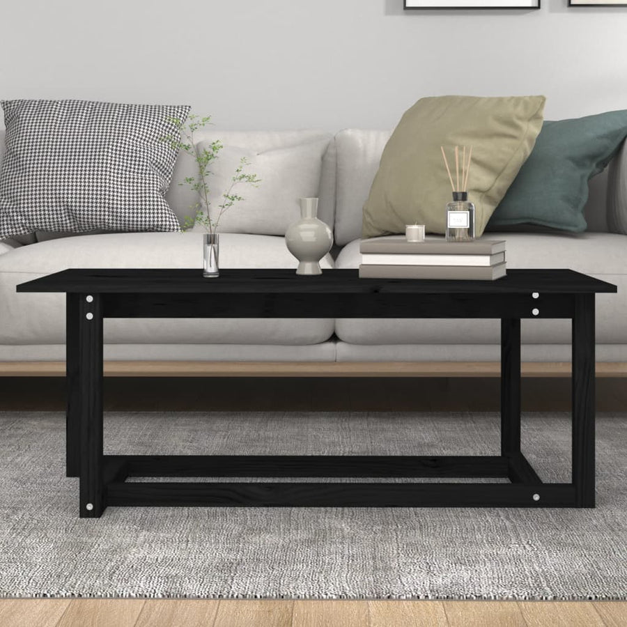 Salontafel Massief Grenenhout 110 x 55 x 45 cm Zwart