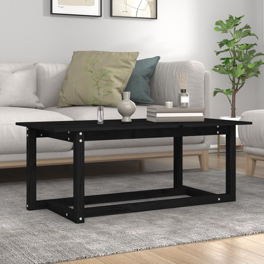 Salontafel Massief Grenenhout 110 x 55 x 45 cm Zwart