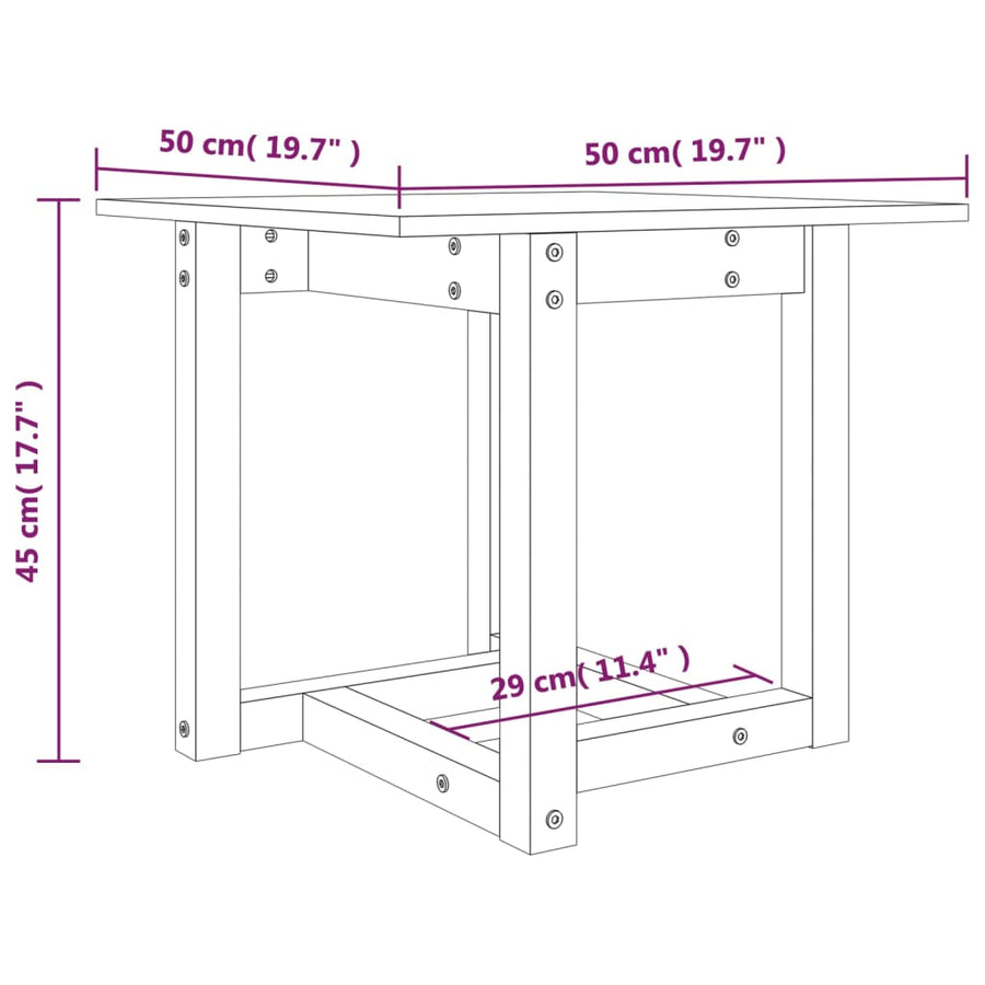 Salontafel 50X50X45 Cm Massief Grenenhout Zwart