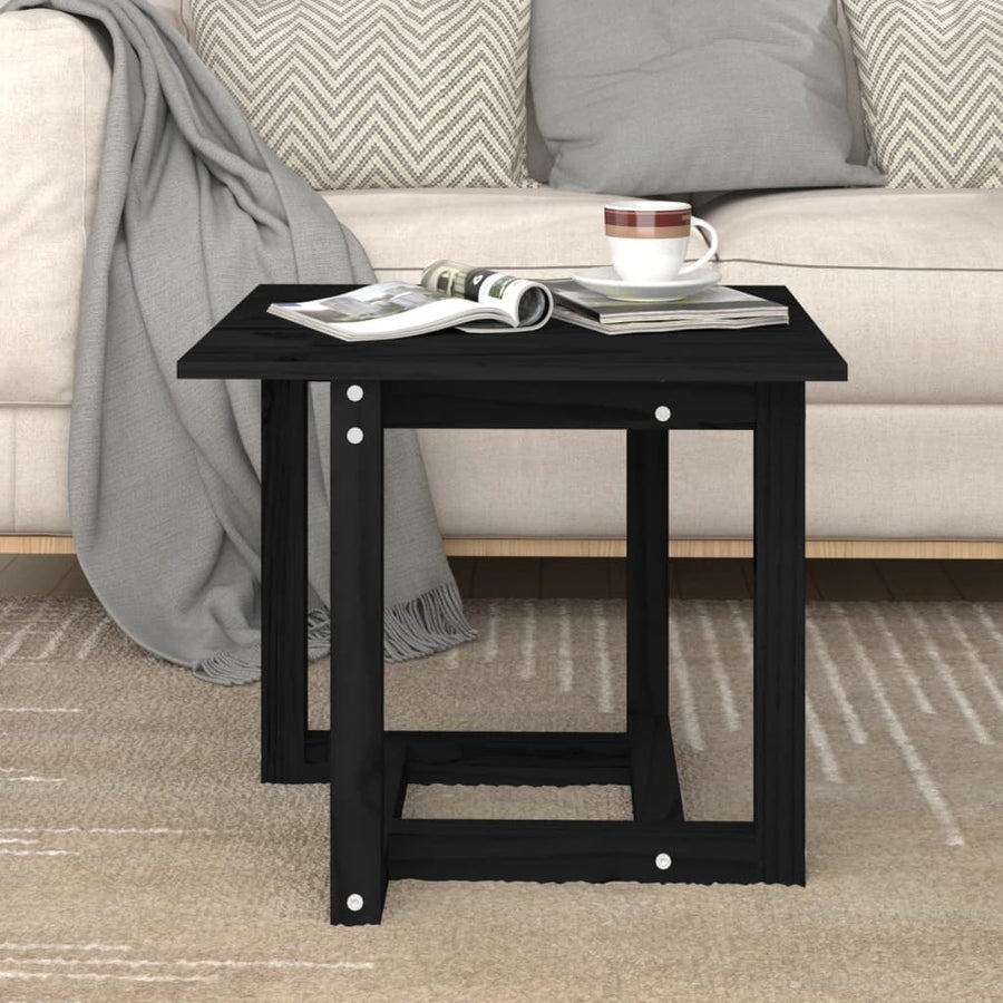 Salontafel 50X50X45 Cm Massief Grenenhout Zwart