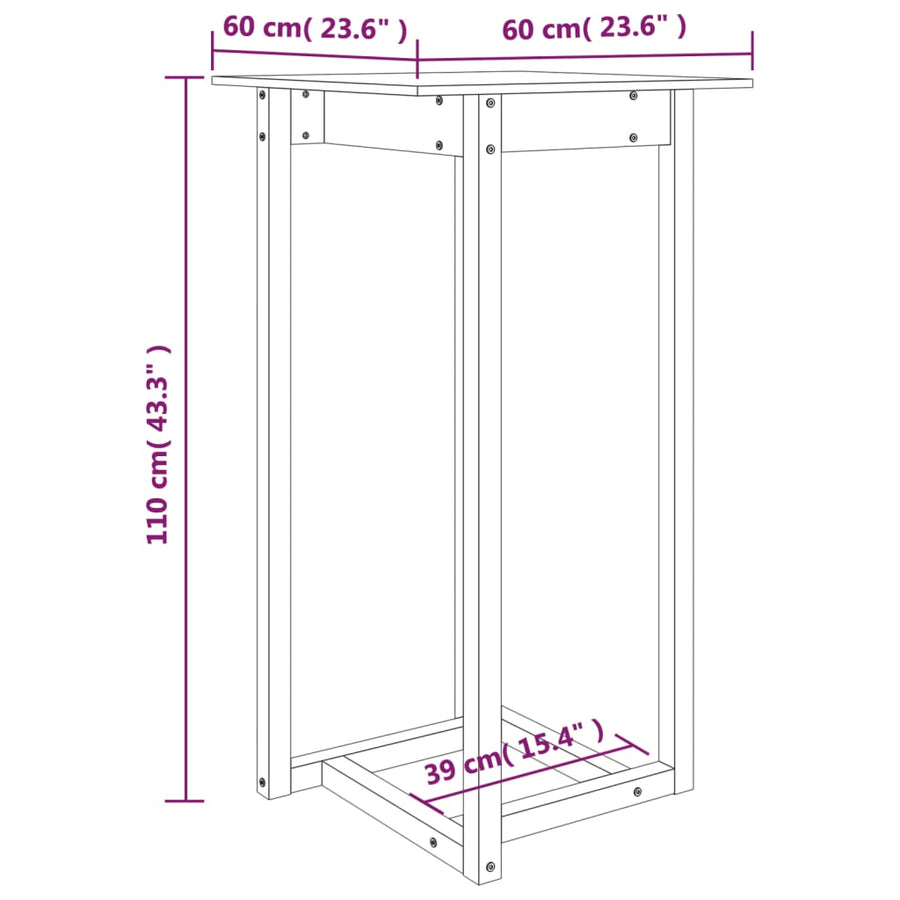 Bartafel 60X60X110 Cm Massief Grenenhout Wit