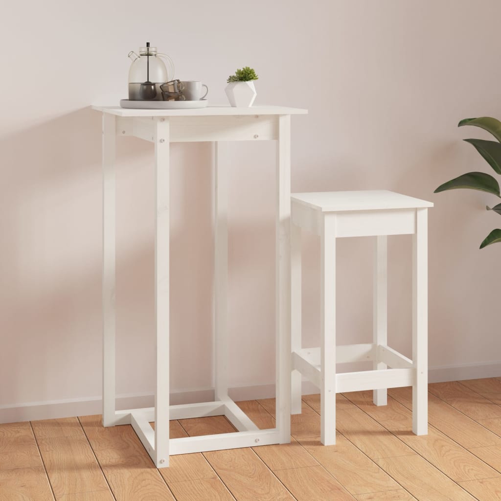 Bartafel 60X60X110 Cm Massief Grenenhout Wit