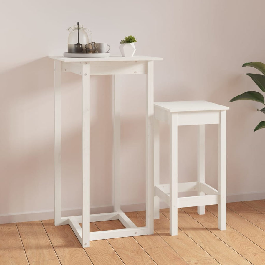 Bartafel 60X60X110 Cm Massief Grenenhout Wit