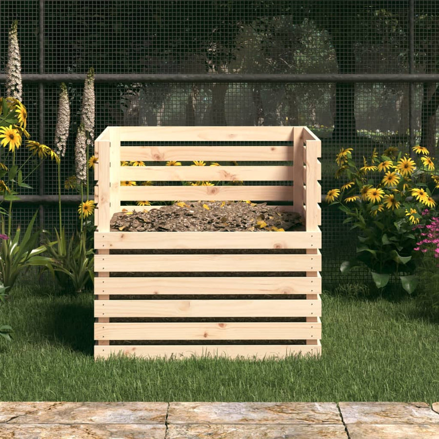 Compostbak Massief Grenenhout 80 x 80 x 78 cm Naturel