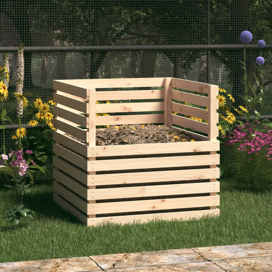 Compostbak Massief Grenenhout 80 x 80 x 78 cm Naturel