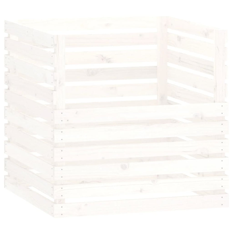 Compostbak Massief Grenenhout 80 x 80 x 78 cm Wit
