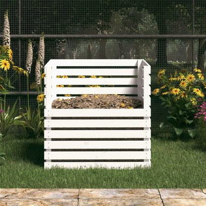 Compostbak Massief Grenenhout 80 x 80 x 78 cm Wit