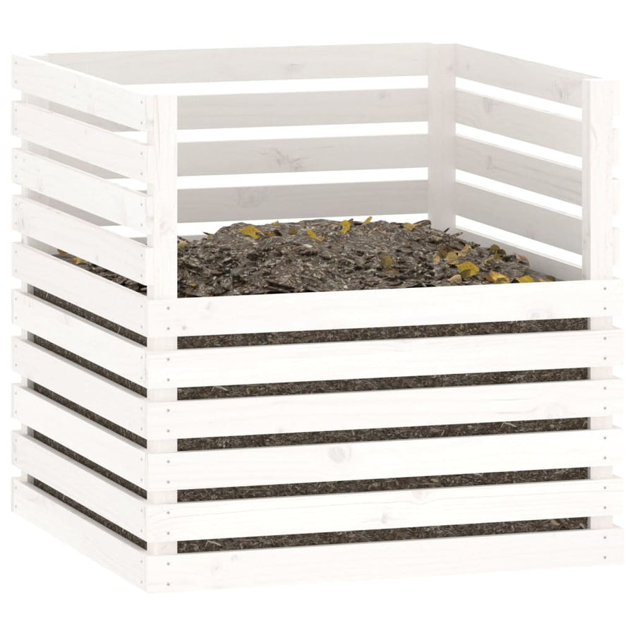 Compostbak Massief Grenenhout 80 x 80 x 78 cm Wit