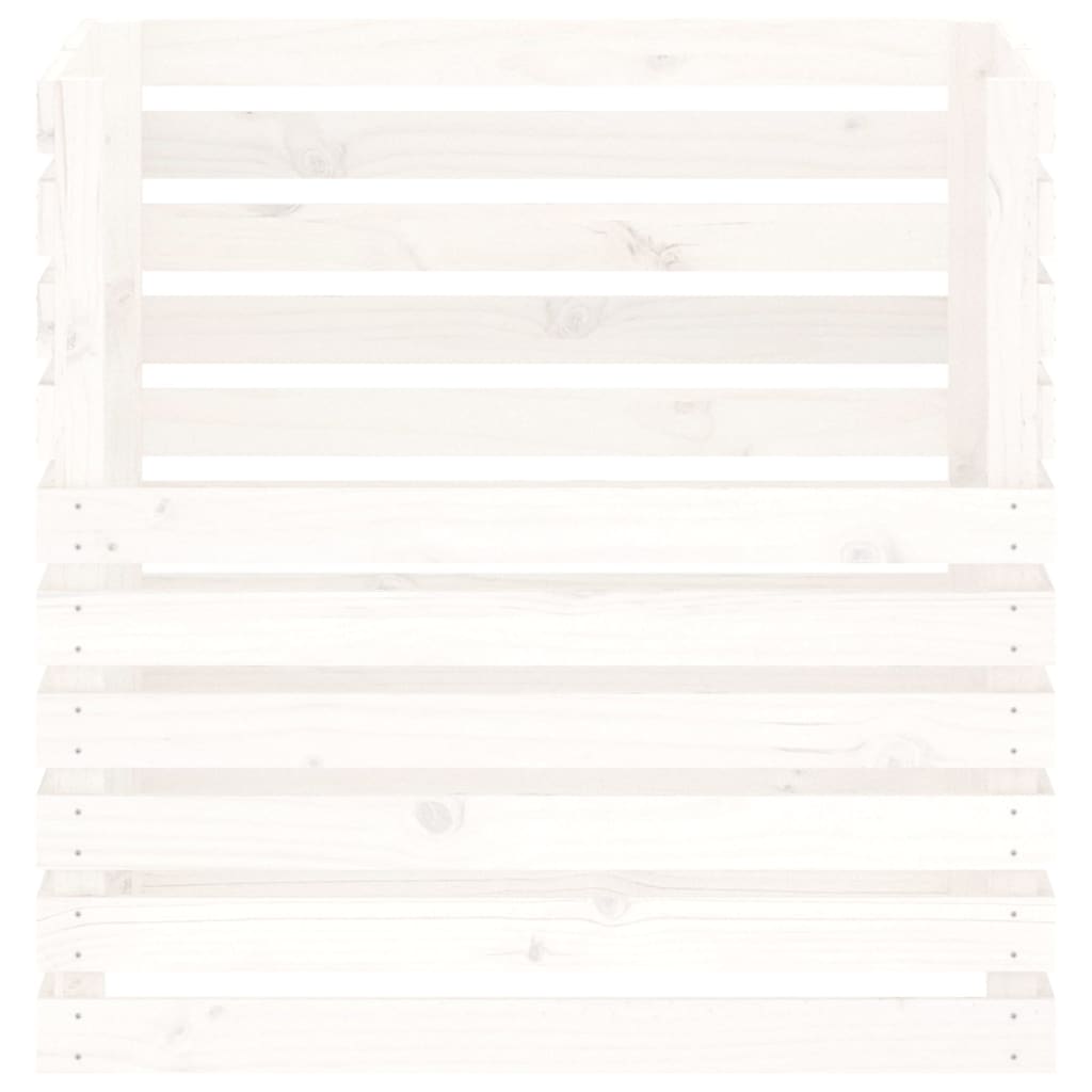 Compostbak Massief Grenenhout 80 x 80 x 78 cm Wit