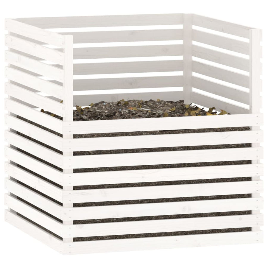 Compostbak Massief Grenenhout 100 x 100 x 102 cm Wit
