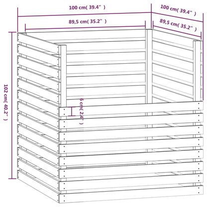 Compostbak Massief Grenenhout 100 x 100 x 102 cm Wit