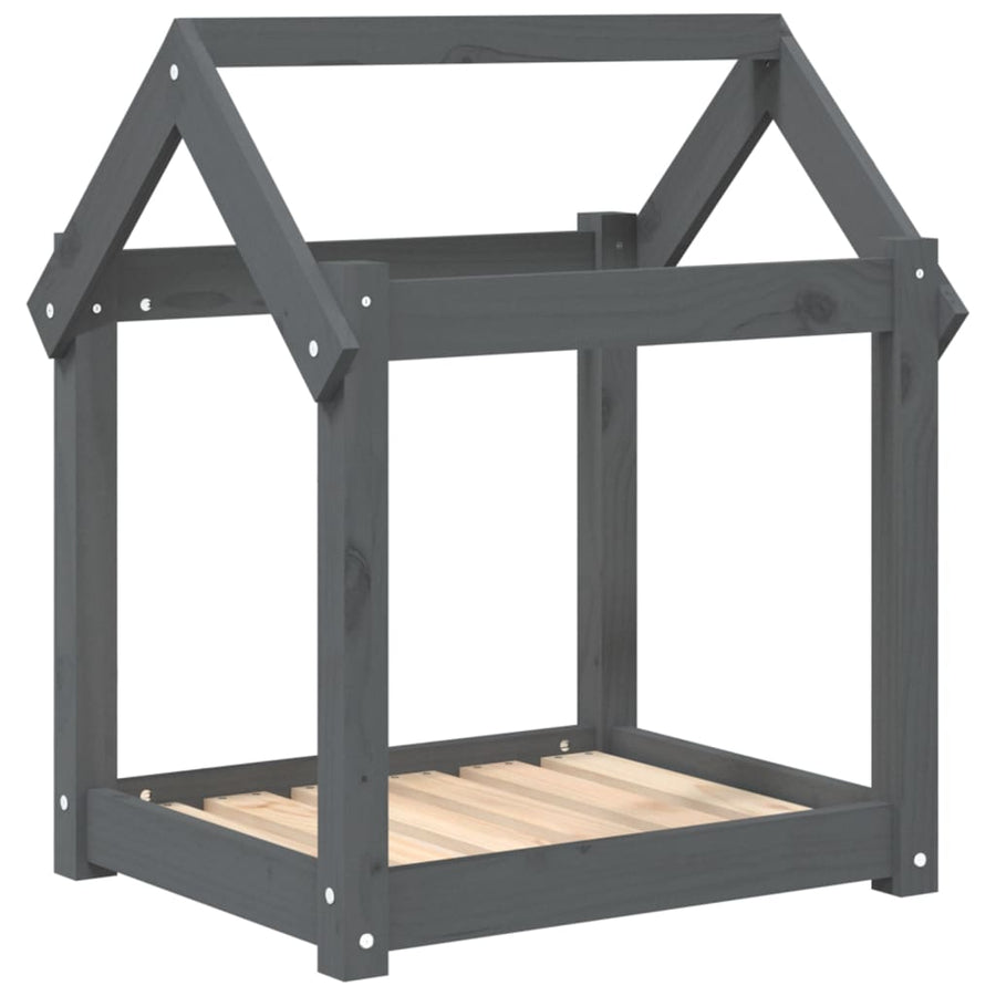 Hondenmand 61x50x70 cm massief grenenhout grijs 61 x 50 x 70 cm Grijs