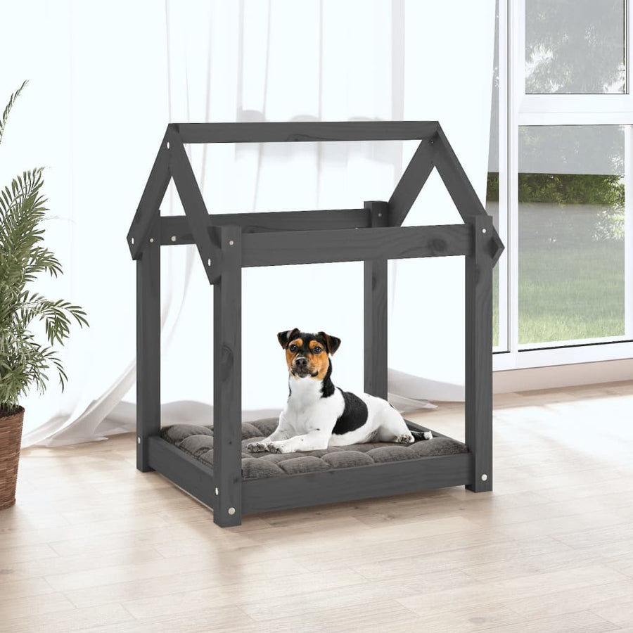 Hondenmand 61x50x70 cm massief grenenhout grijs 61 x 50 x 70 cm Grijs
