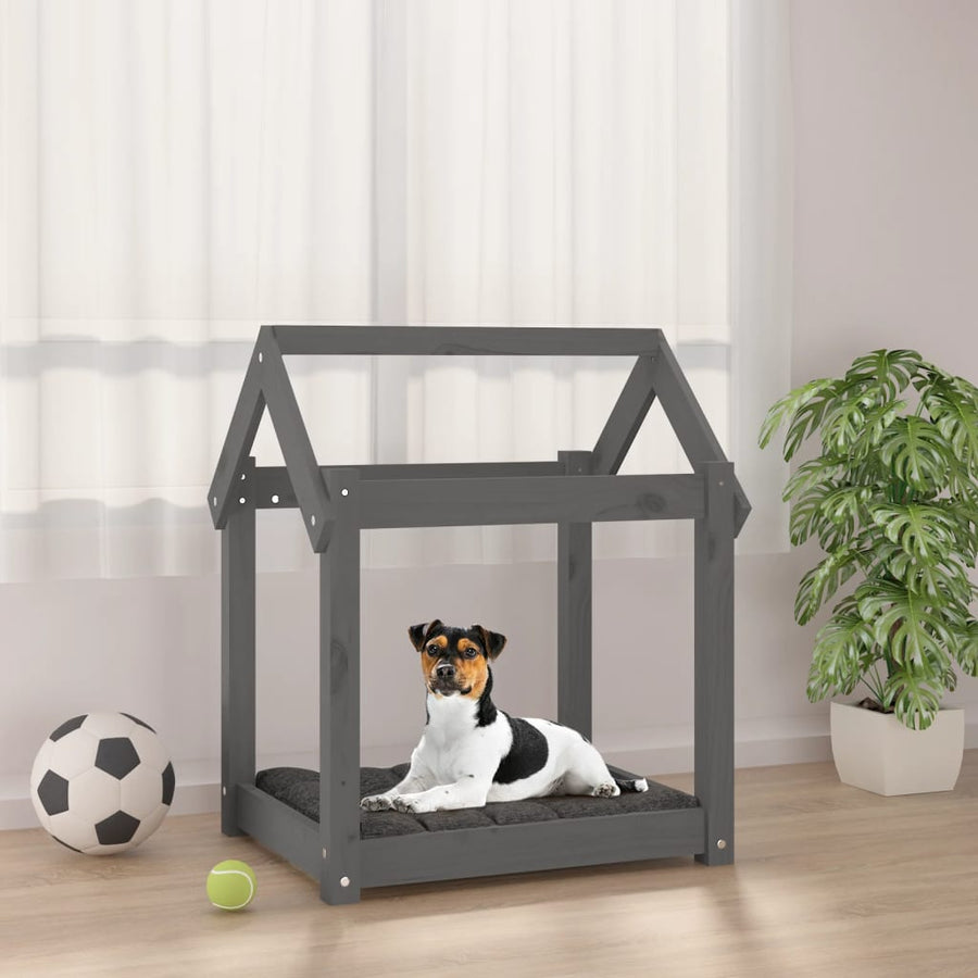 Hondenmand 61x50x70 cm massief grenenhout grijs 61 x 50 x 70 cm Grijs