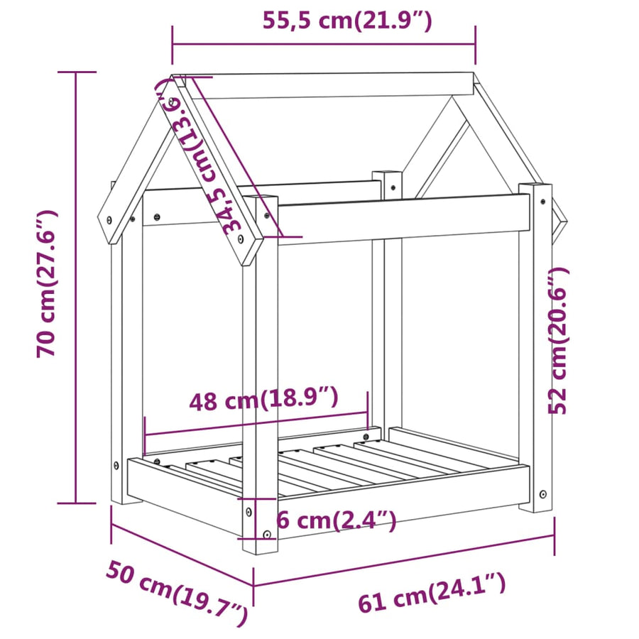 Hondenmand 61x50x70 cm massief grenenhout honingbruin 61 x 50 x 70 cm Honingbruin