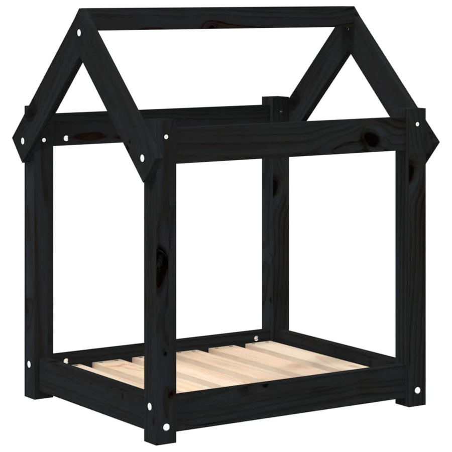 Hondenmand 61x50x70 cm massief grenenhout zwart 61 x 50 x 70 cm Zwart