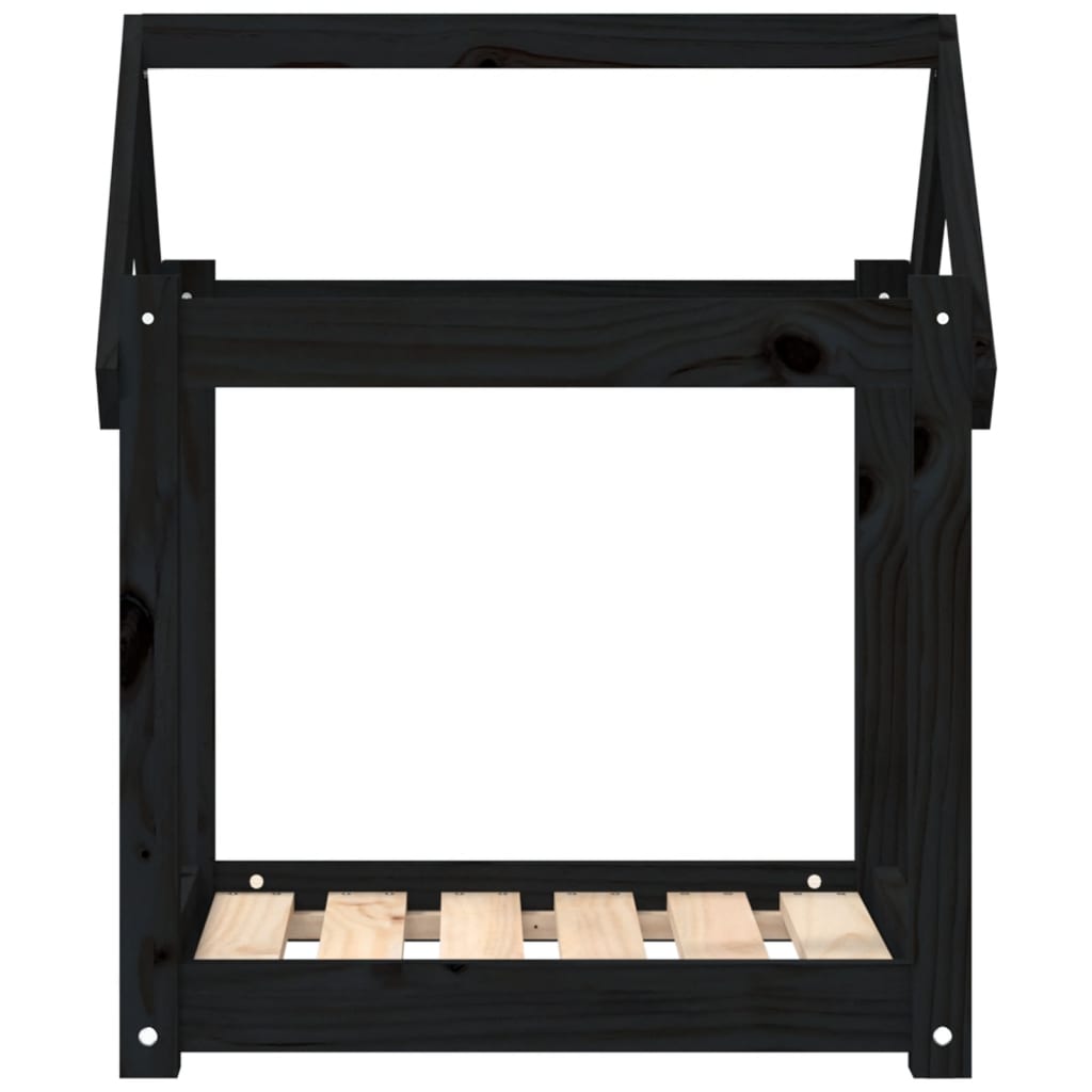 Hondenmand 61x50x70 cm massief grenenhout zwart 61 x 50 x 70 cm Zwart