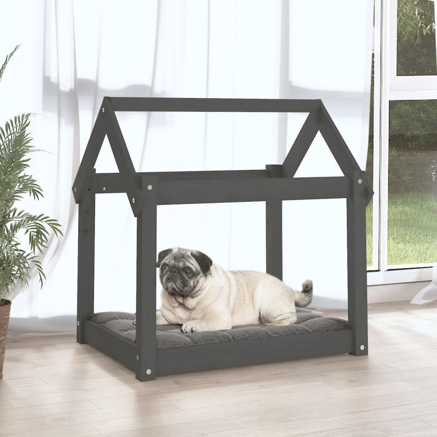 Hondenmand 71x55x70 cm massief grenenhout grijs 71 x 55 x 70 cm Grijs