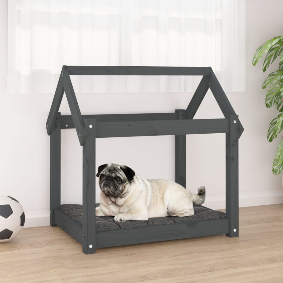 Hondenmand 71x55x70 cm massief grenenhout grijs 71 x 55 x 70 cm Grijs