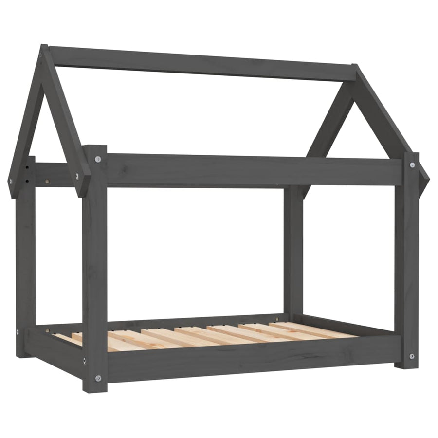 Hondenmand 81x60x70 cm massief grenenhout grijs 81 x 60 x 70 cm Grijs