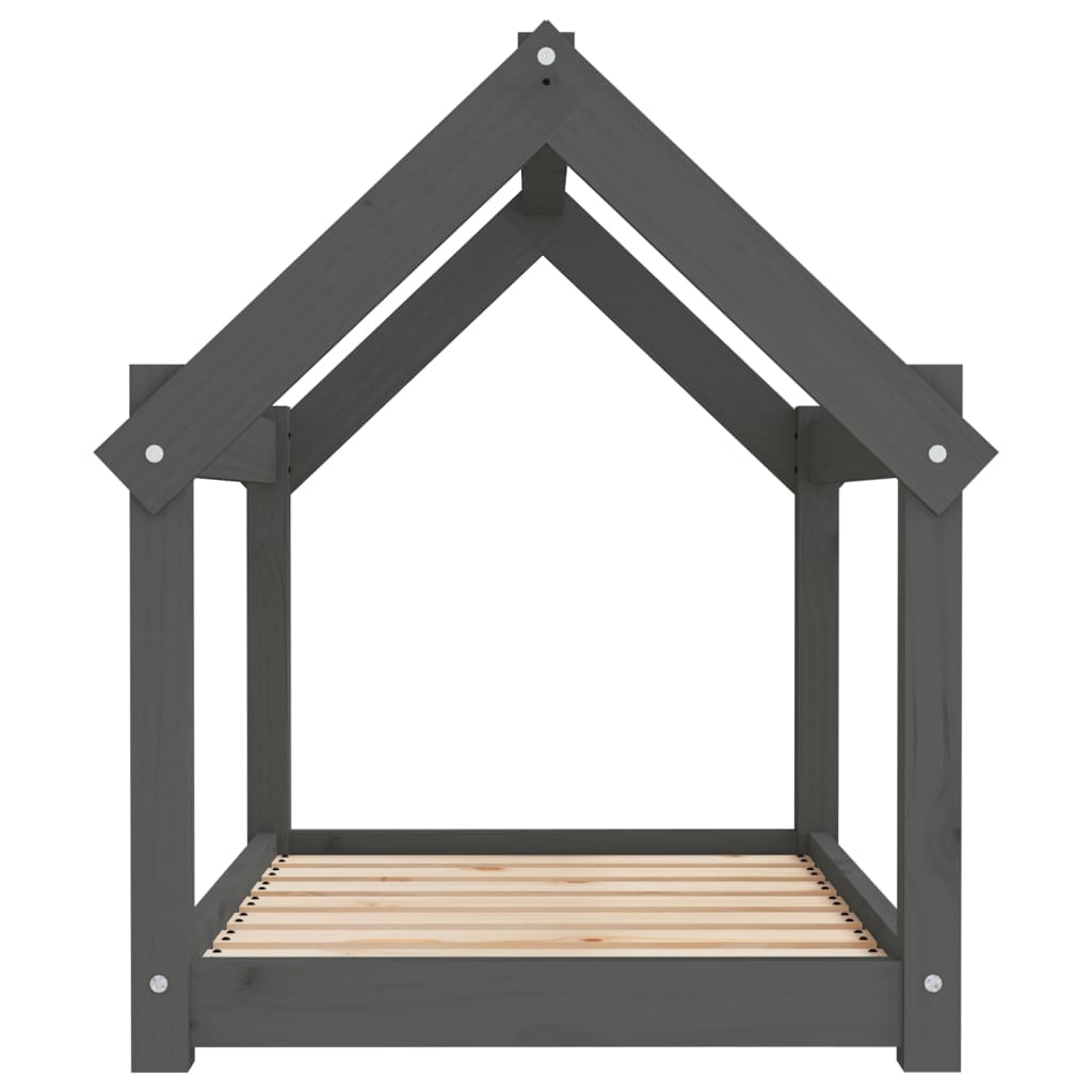 Hondenmand 81x60x70 cm massief grenenhout grijs 81 x 60 x 70 cm Grijs