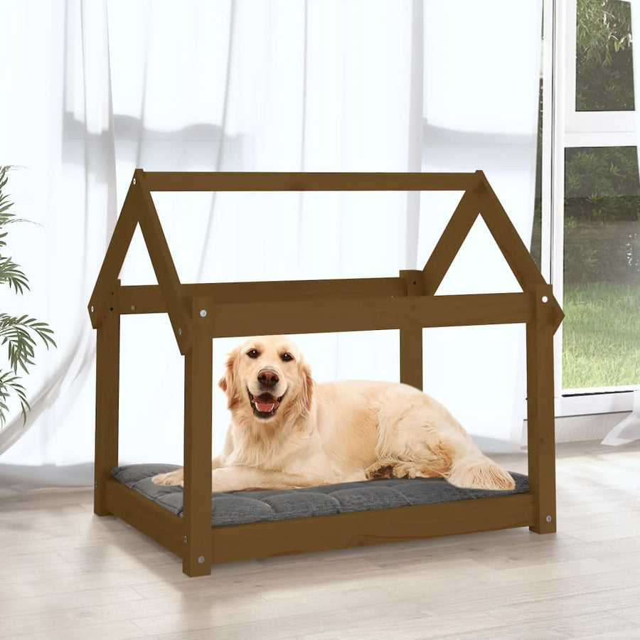 Hondenmand 81x60x70 cm massief grenenhout honingbruin 81 x 60 x 70 cm Honingbruin