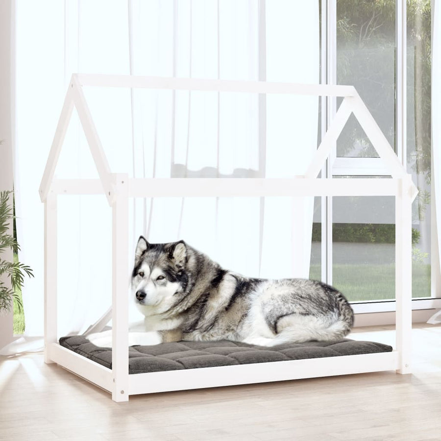 Hondenmand 111x80x100 cm massief grenenhout wit 111 x 80 x 100 cm Wit