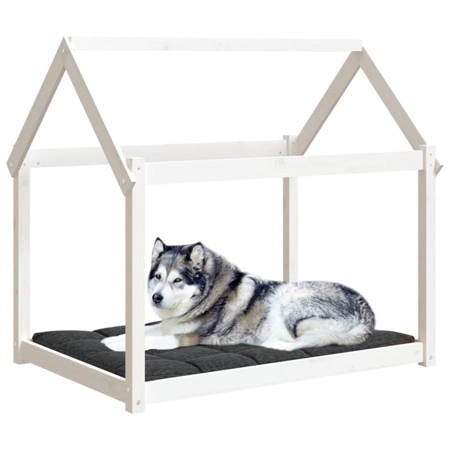 Hondenmand 111x80x100 cm massief grenenhout wit 111 x 80 x 100 cm Wit