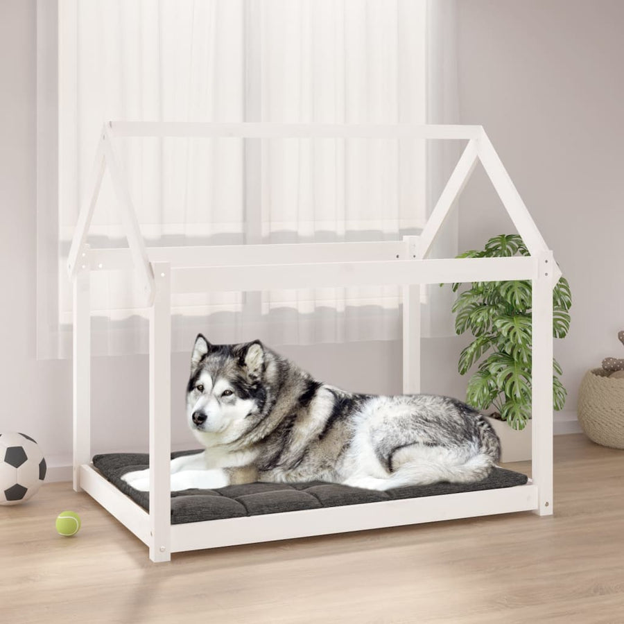 Hondenmand 111x80x100 cm massief grenenhout wit 111 x 80 x 100 cm Wit