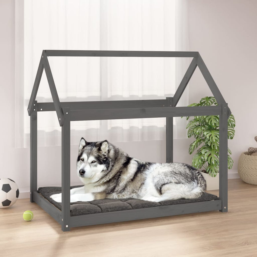 Hondenmand 111x80x100 cm massief grenenhout grijs 111 x 80 x 100 cm Grijs