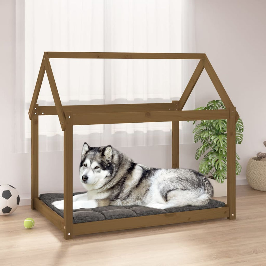 Hondenmand 111x80x100 cm massief grenenhout honingbruin 111 x 80 x 100 cm Honingbruin