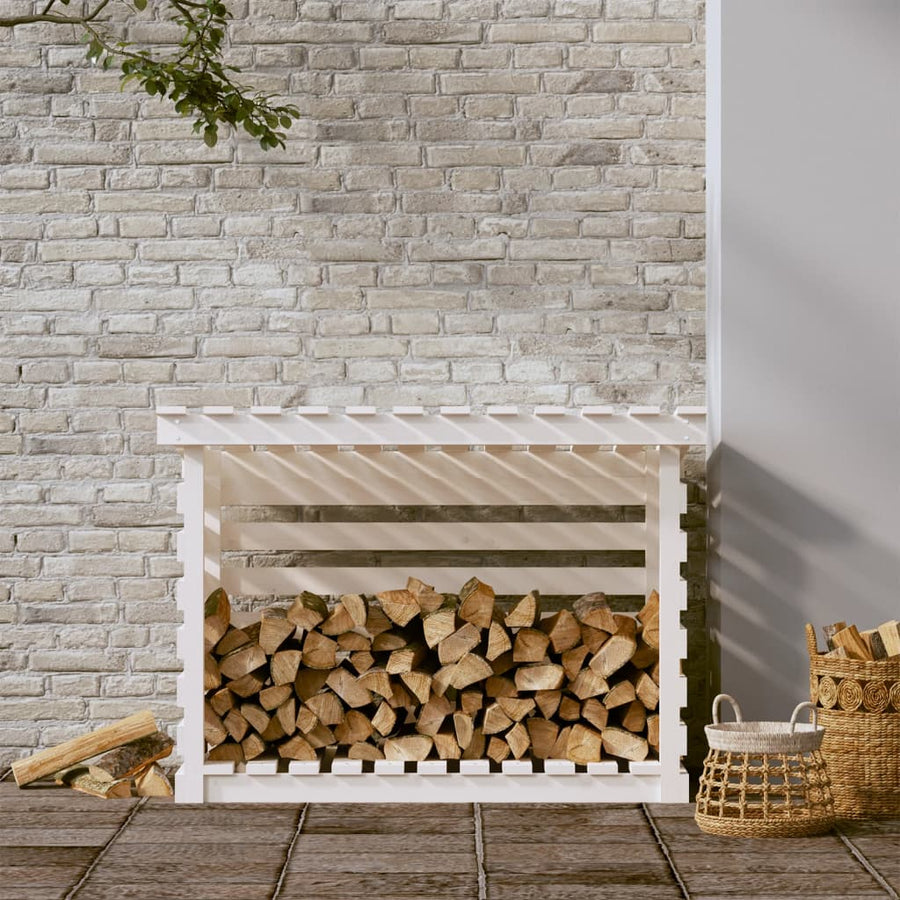 Haardhoutrek 108x73x79 cm massief grenenhout wit 108 x 73 x 79 cm Wit