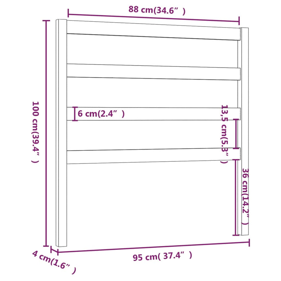 Hoofdbord 95X4X00 Cm Massief Grenenhout 95 x 100 cm Naturel