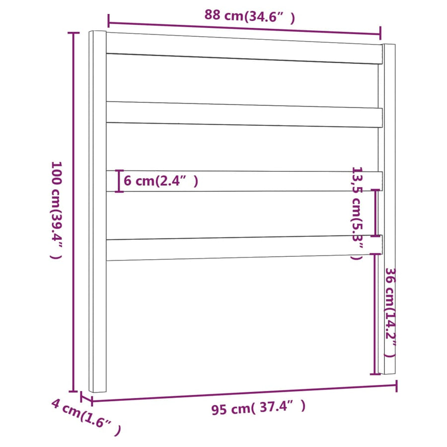 Hoofdbord 95X4X00 Cm Massief Grenenhout 95 x 100 cm Honingbruin