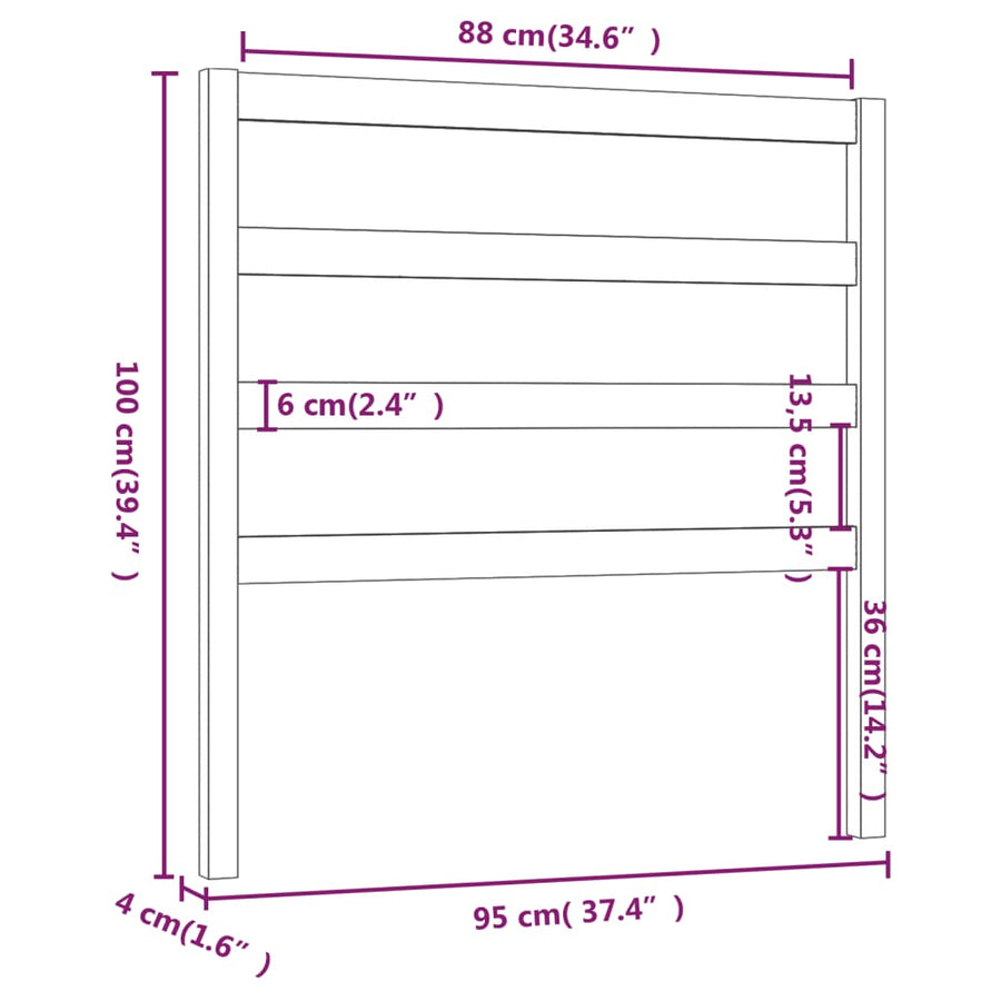 Hoofdbord 95X4X00 Cm Massief Grenenhout 95 x 100 cm Zwart