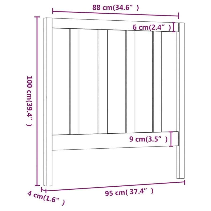 Hoofdbord 95X4X00 Cm Massief Grenenhout 95 x 100 cm Honingbruin